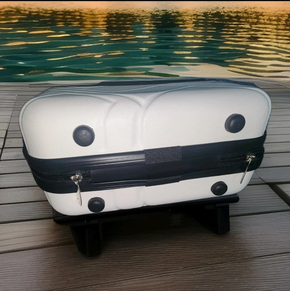 Stylish Black and White Hardshell Makeup Bag NEW